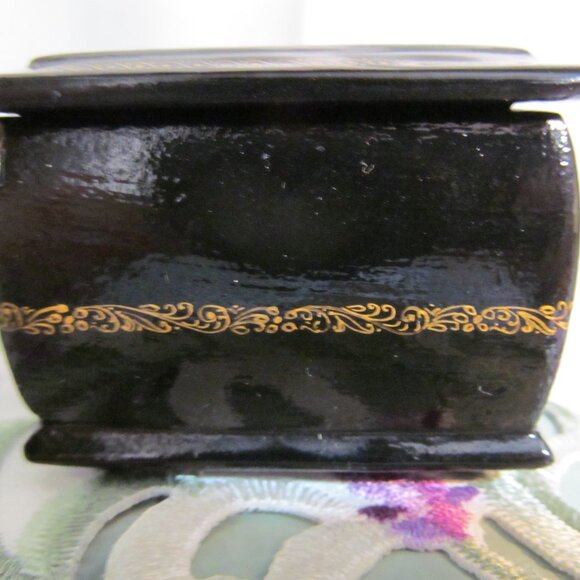 Russian Black Lacquer Box Tale of Tsar Saltan Swan Princess Mstera Signed - Picture 10 of 16